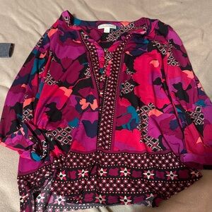 Dana Buchman Pink and Purple Floral Blouse